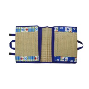 Eco – friendly Sleeping Korai Grass Mat (6.5X4ft) with 18MM Foam and Blue Cotton Fabric.
