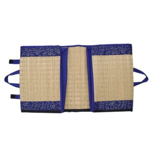 Happy Sleeping Eco Friendly Korai River Grass Foldable Cushion Mat, (4X6ft) 15MM with Blue Fabric.