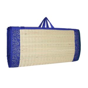 Happy Sleeping Eco Friendly Korai River Grass Foldable Cushion Mat, (6X6ft) 15MM with Blue Fabric.