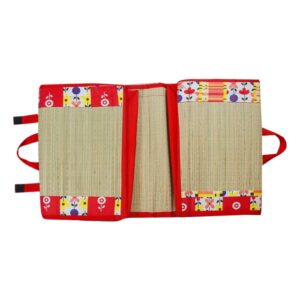 Happy Sleeping Eco Friendly Korai River Grass Foldable Cushion Mat (4X6.5ft) with 30MM Red Cotton Fabric.